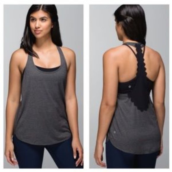 lululemon athletica Tops - Lululemon Black/Grey 105 F Singlet Laser-Cut Tank